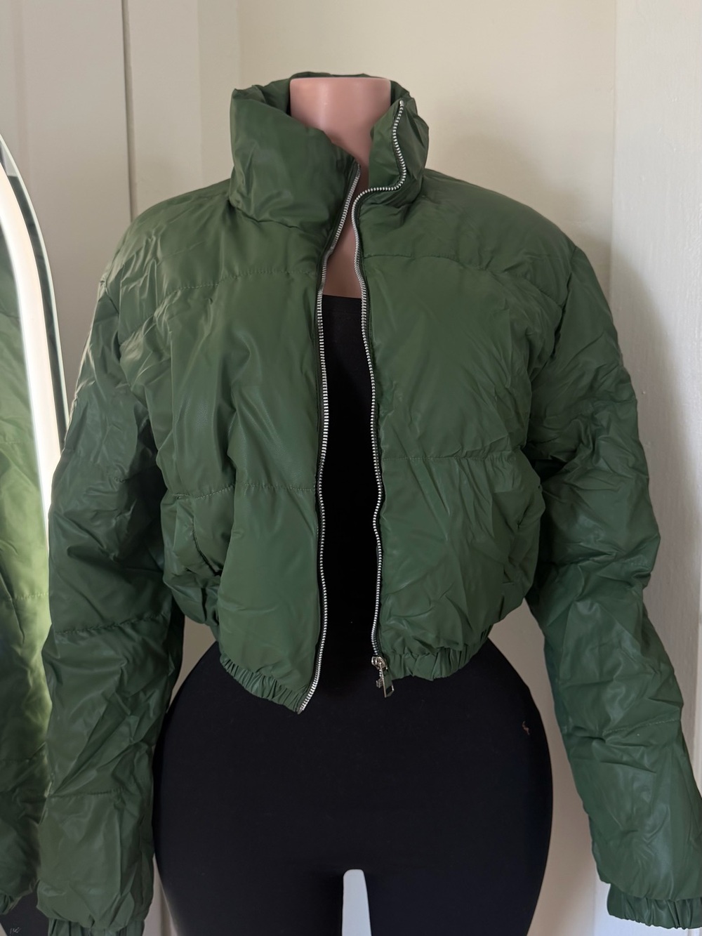 Women's Olive Green Puffer Jacket